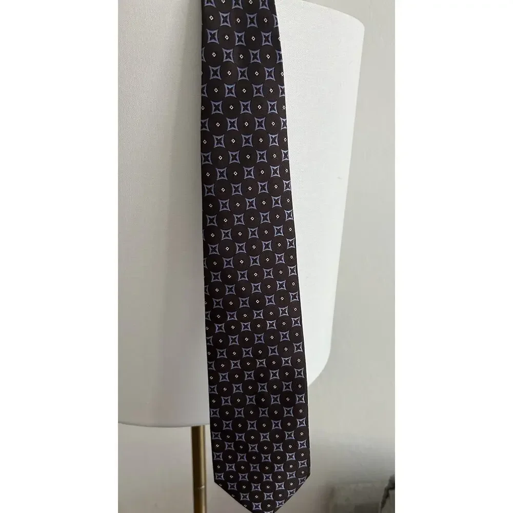 Grant Thomas Silk Hand Made Tie Geometric Preppy Prom Formal